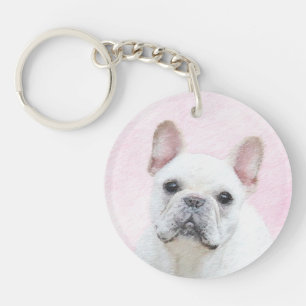 Französischer Bulldog (Cream/White) Malerei - Hund Schlüsselanhänger