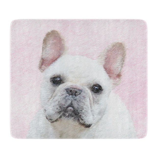 Französischer Bulldog (Cream/White) Malerei - Hund Schneidebrett (Vorderseite)