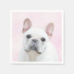 Französischer Bulldog (Cream/White) Malerei - Hund Serviette