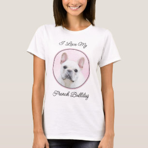 Französischer Bulldog (Cream/White) Malerei - Hund T-Shirt