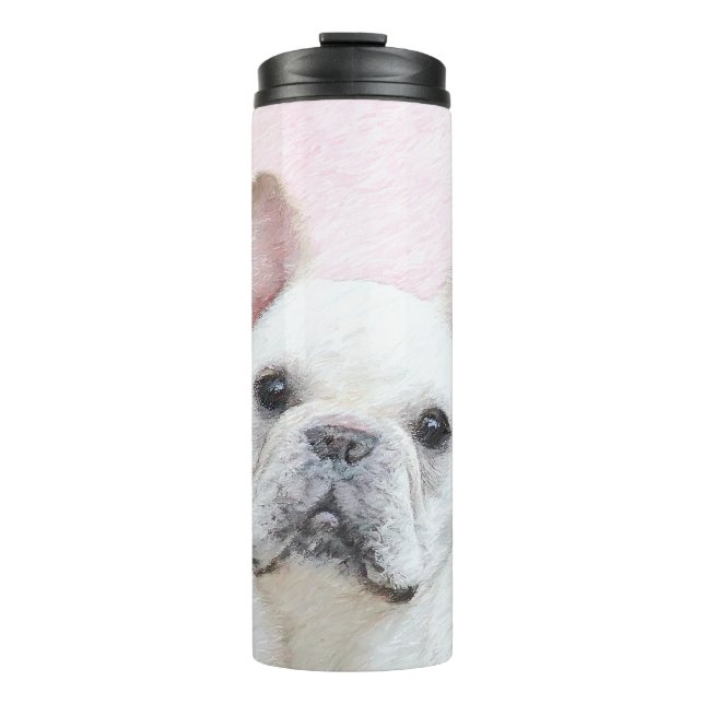 Französischer Bulldog (Cream/White) Malerei - Hund Thermosbecher (Vorderseite)
