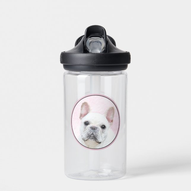 Französischer Bulldog (Cream/White) Malerei - Hund Trinkflasche (Vorne)