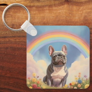 Französischer Bulldog Custom Dog Name Rainbow Fren Schlüsselanhänger