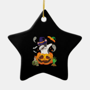 Französischer Bulldog Dabbing zu Open Pumpkin Hall Keramik Ornament
