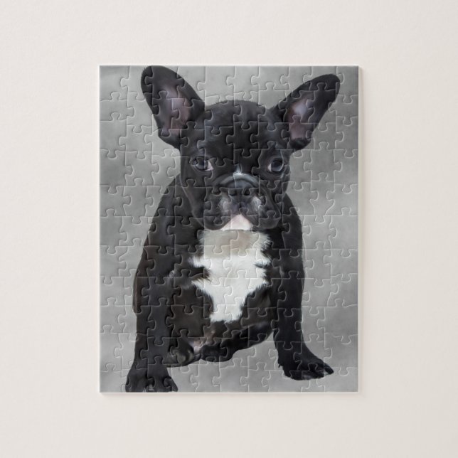 Französischer Bulldog, der Aquarellfarben-Ölgemäld (Vertikal)