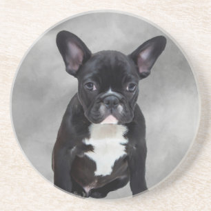 Französischer Bulldog, der Aquarellfarben-Ölgemäld Untersetzer