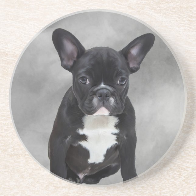 Französischer Bulldog, der Aquarellfarben-Ölgemäld Untersetzer (Vorne)