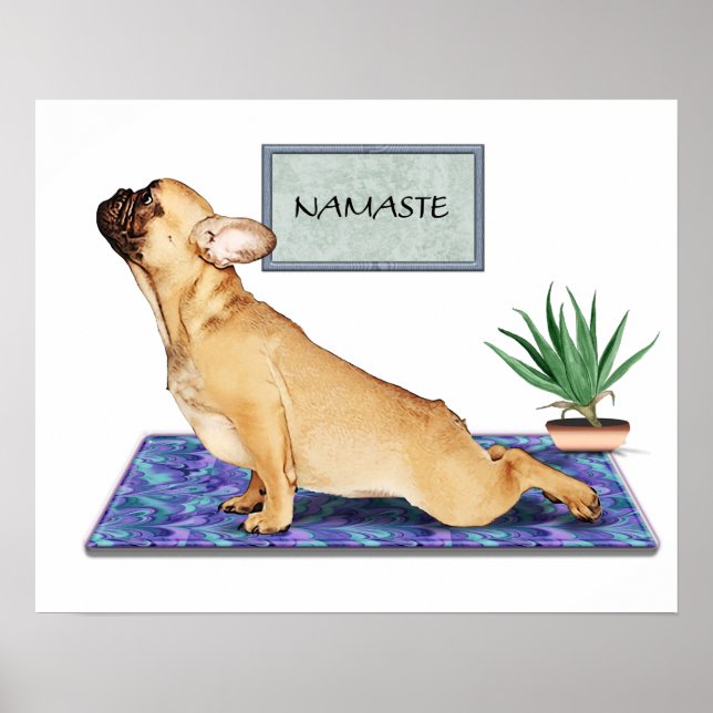 Französischer Bulldog, der Hunde-Yoga-Pose nach ob Poster (Vorne)