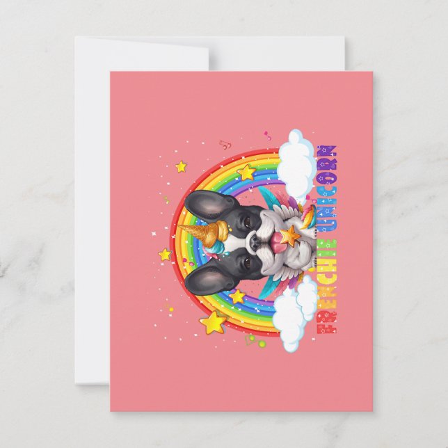 Französischer Bulldog Einhorn Kostüm Girl Galaxy Einladung (Vorderseite)