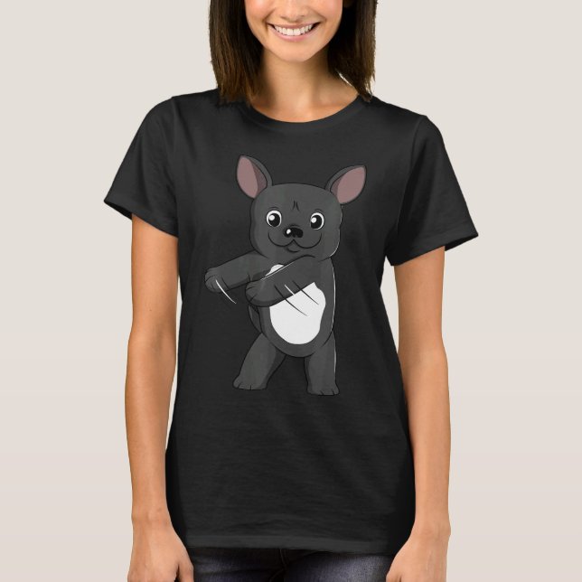 Französischer Bulldog Floss Dance Flossing Hund T-Shirt (Vorderseite)