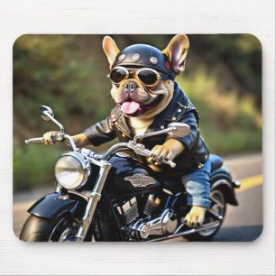 Französischer Bulldog "Frenchie" auf der Motorrad- Mousepad