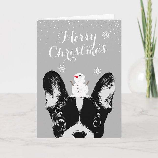 Französischer Bulldog Frohe Weihnachten Silberurla (Vorderseite)