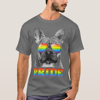 Französischer Bulldog Gay Pride LGBT Rainbow Flag  T-Shirt