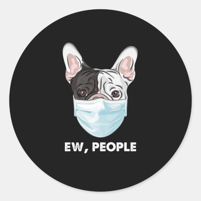 Französischer Bulldog Gesichtsmaske Hund Rasse Eig Runder Aufkleber (Vorderseite)
