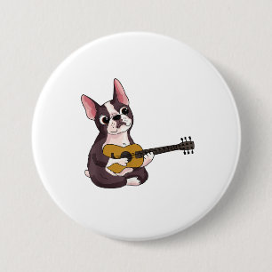 Französischer Bulldog Gitarre spielen Funny Guitar Button