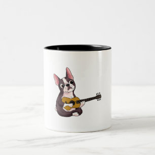 Französischer Bulldog Gitarre spielen Funny Guitar Zweifarbige Tasse