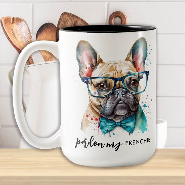 Französischer Bulldog Gönnen Mein Niedlicher Hund  Zweifarbige Tasse (Von Creator hochgeladen)