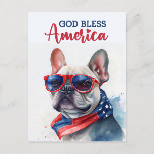 Französischer Bulldog, Gott segne Amerika Postkart Postkarte
