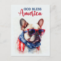 Französischer Bulldog, Gott segne Amerika Postkart