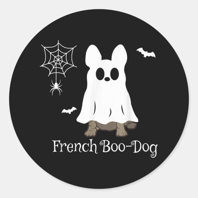 Französischer Bulldog Halloween-Boo-Dog-Geschenk Runder Aufkleber (Vorderseite)