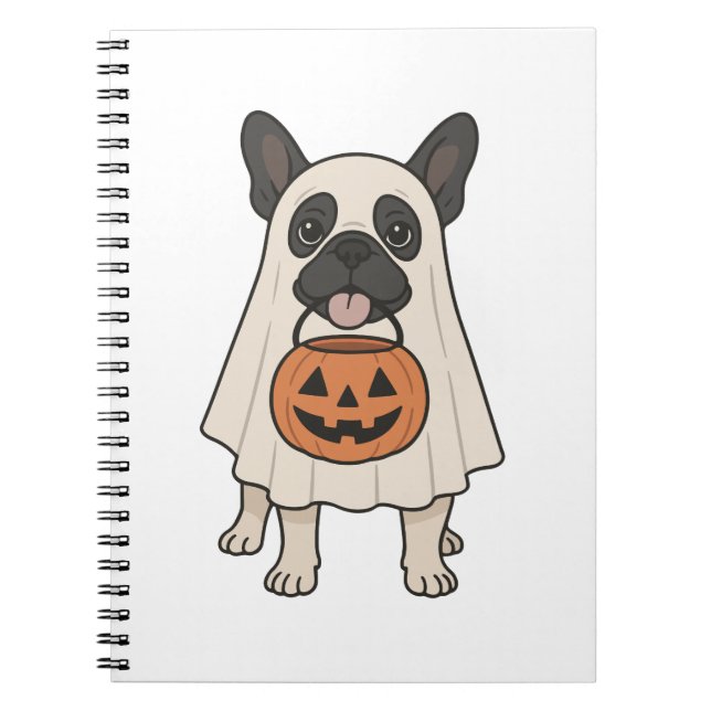 Französischer Bulldog Halloween-Hund Ghost Notizblock (Vorderseite)