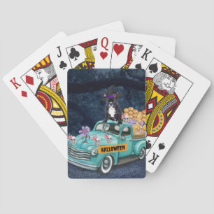 Französischer Bulldog Halloween Truck Beängstigend Spielkarten
