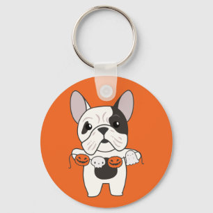 Französischer Bulldog Happy Halloween Hund Kostüm  Schlüsselanhänger