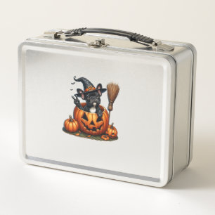 Französischer Bulldog Hexenkürbis Halloween Mens W Metall Brotdose