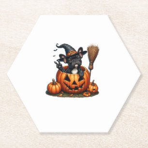 Französischer Bulldog Hexenkürbis Halloween Mens W Untersetzer