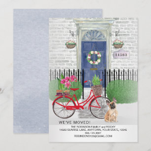 Französischer Bulldog Hund Fahrrad Blauer Tür Ankündigung