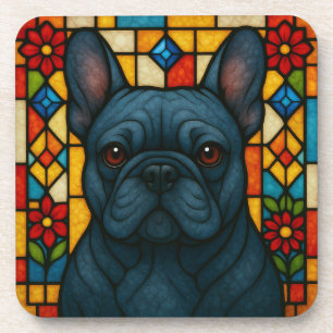 Französischer Bulldog-Hund "gestanztes Glas" Getränkeuntersetzer