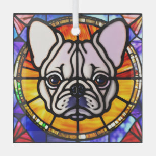 Französischer Bulldog-Hund "gestanztes Glas" Ornament Aus Glas