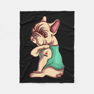 Französischer Bulldog Hund I Liebe Mama Tattoo Lov Fleecedecke