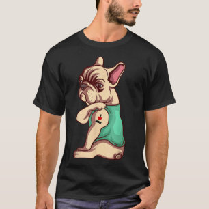 Französischer Bulldog Hund I Liebe Mama Tattoo Lov T-Shirt
