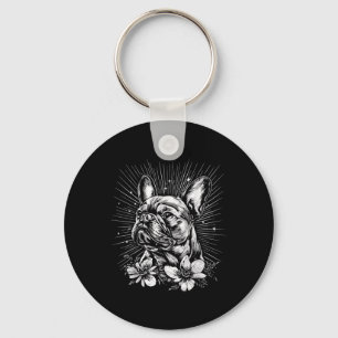 Französischer Bulldog Hund Lover Retro Stil Tattoo Schlüsselanhänger