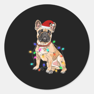Französischer Bulldog Hund Lover Weihnachtsbaum Li Runder Aufkleber