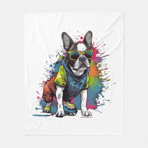 Französischer Bulldog-Hund-Mops für einen Hundebes Fleecedecke