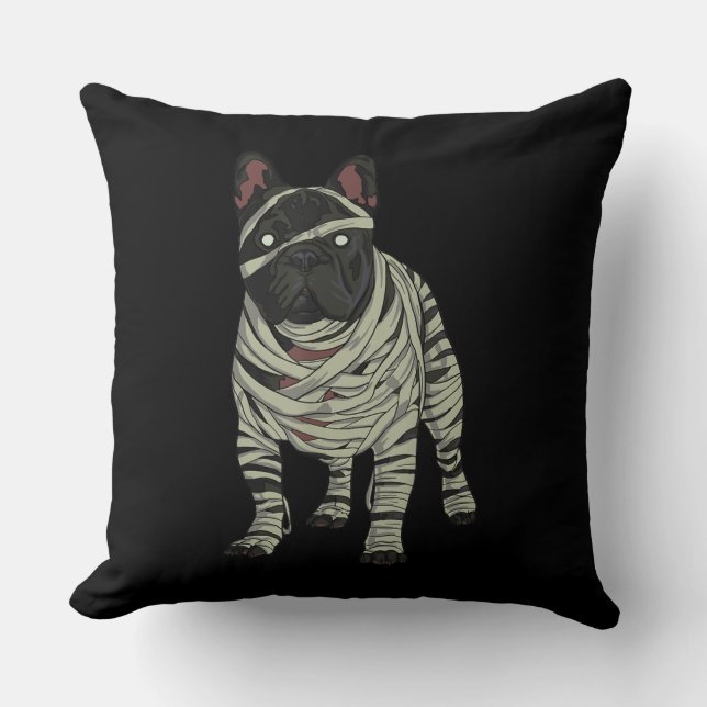 Französischer Bulldog-Hund Mummy Halloween-Geschen Kissen (Vorderseite)