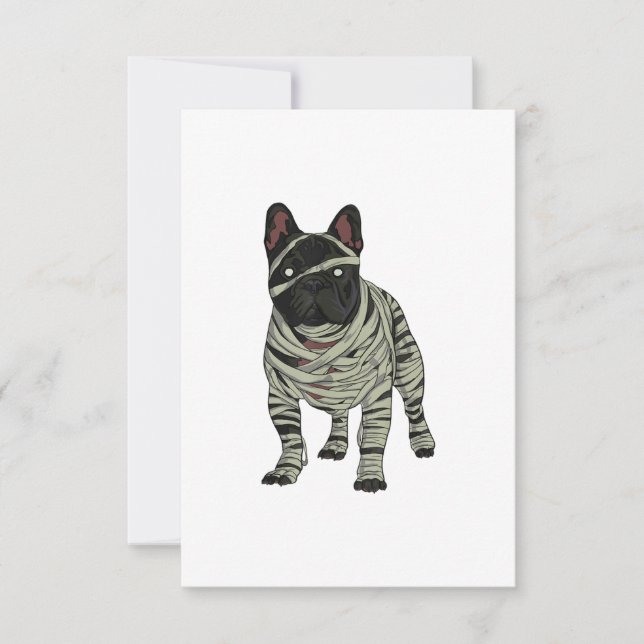 Französischer Bulldog Hund Mummy Halloween Kostüm  RSVP Karte (Vorderseite)