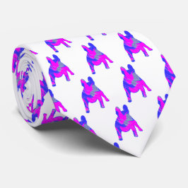 Französischer Bulldog Hund Niedlich Pink Blue Silh Krawatte