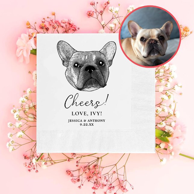 Französischer Bulldog Hund Personalisiert Cheers Serviette (Von Creator hochgeladen)