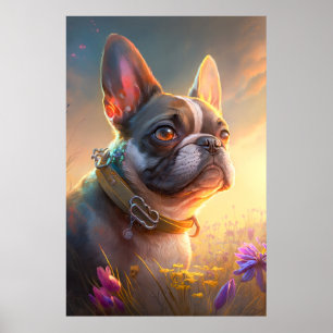 Französischer Bulldog Hund Portrait Painting Pet Poster