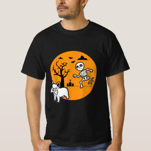 Französischer Bulldog-Hund Skeletthandschuh T-Shirt