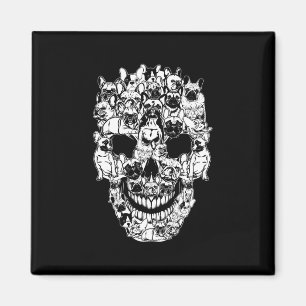 Französischer Bulldog-Hund Skull Kostüm Halloween Magnet