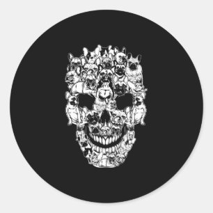 Französischer Bulldog-Hund Skull Kostüm Halloween Runder Aufkleber