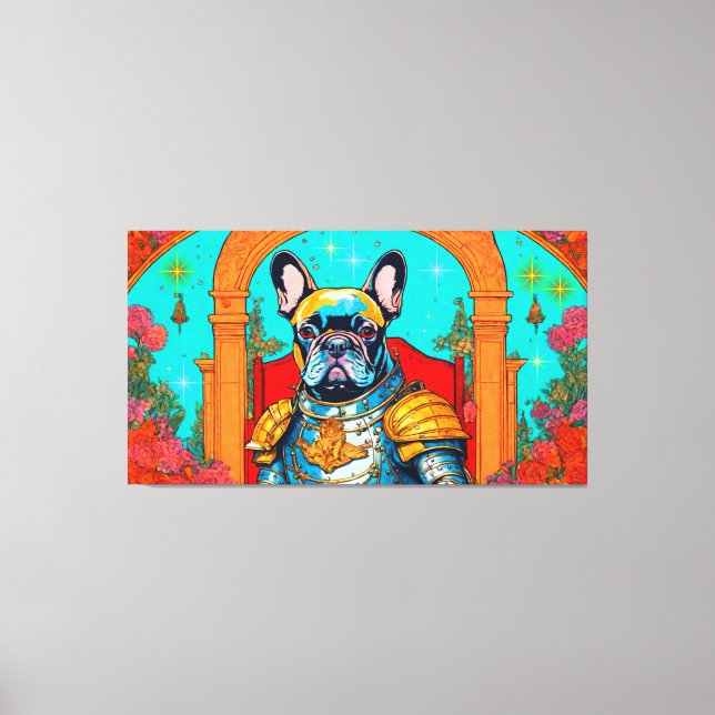 Französischer Bulldog im Garten der Irdischen Freu Leinwanddruck (Vorderseite)