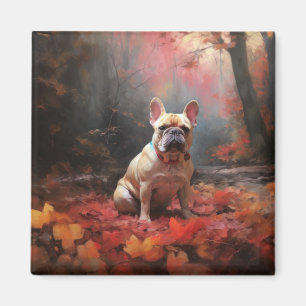 Französischer Bulldog im Herbst Leaves Fall Inspir Magnet
