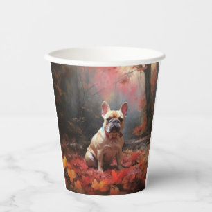 Französischer Bulldog im Herbst Leaves Fall Inspir Pappbecher