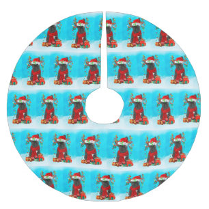 Französischer Bulldog im Schnee mit Weihnachtsgesc Polyester Weihnachtsbaumdecke