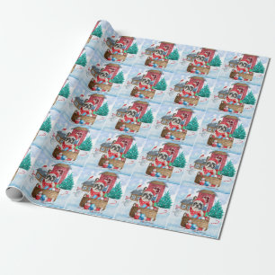 Französischer Bulldog im Schnee Weihnachts-Hundeha Geschenkpapier